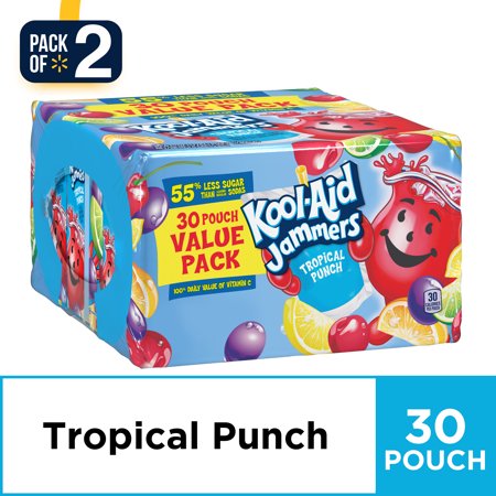 0043000063712 - (2-PACK) KOOL-AID JAMMERS TROPICAL PUNCH FLAVORED DRINK, 30 CT - 6 FL OZ POUCHES