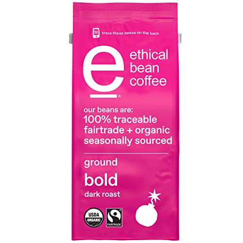 0043000088890 - ETHICAL BEAN FAIRTRADE ORGANIC COFFEE, BOLD DARK ROAST, GROUND COFFEE (8 OZ BAG)