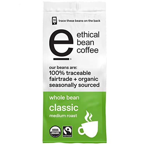 0043000088944 - ETHICAL BEAN FAIRTRADE ORGANIC COFFEE, CLASSIC MEDIUM ROAST, WHOLE BEAN COFFEE - 100% ARABICA COFFEE (12 OZ BAG)