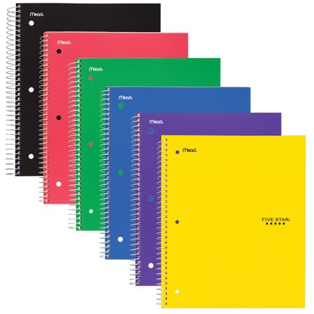 0043100062080 - WIREBOUND NOTEBOOK, COLLEGE RULE, 3-HOLE PUNCH, 5 SUBJECT 200 SHEETS