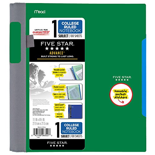 0043100063223 - FIVE STAR - ADVANCE WIREBOUND NOTEBOOK, COLLEGE RULE, LETTER - 1 SUBJECT 100 SHE