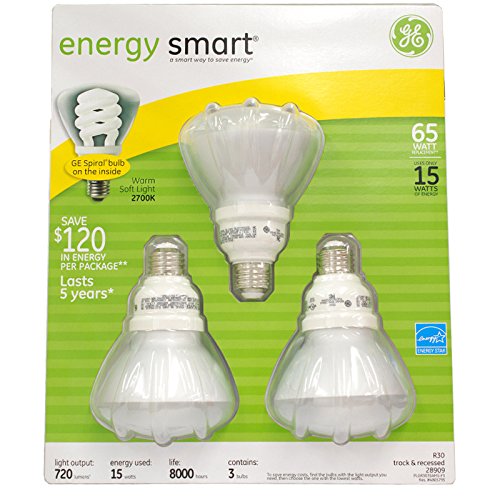 0043168289092 - GE ENERGY SMART CFL SOFT WHITE BULBS - MODEL #28909 - 16 WATTS (3 BULBS)