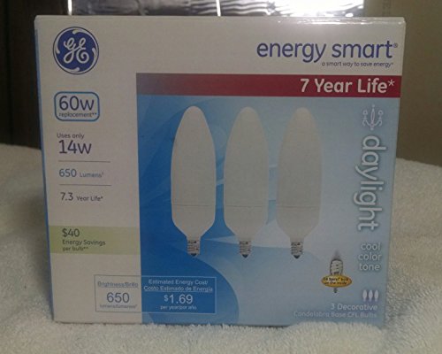 0043168602969 - GE ENERGY SMARTÃ'Â® CFL 14 WATT DAYLIGHT DECO CANDELABRA BASE 3-PACK