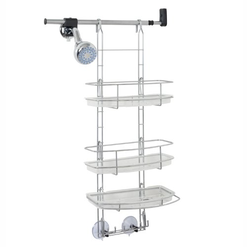 0043197141620 - ZENNA HOME 2601PC, MAKE-A-SPACE SIDE MOUNT SHOWER CADDY WITH SELF-DRAINING TRAYS, SATIN CHROME