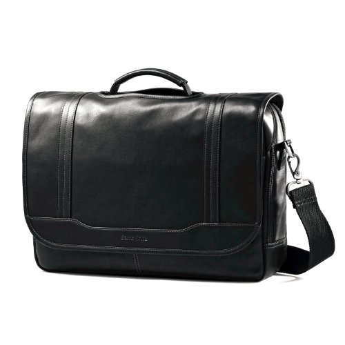 0043202535901 - SAMSONITE COLOMBIAN LEATHER FLAPOVER BRIEFCASE, BLACK, ONE SIZE