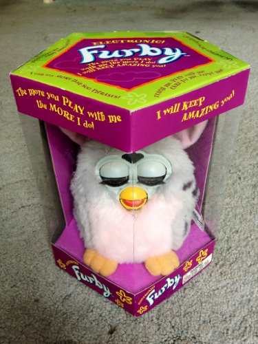 0433599124206 - FURBY SILVER WITH BLACK SPOTS AND PINK TUMMY, PINK INNER EARS MODEL 70-800 BY TIGER ELECTRONICS
