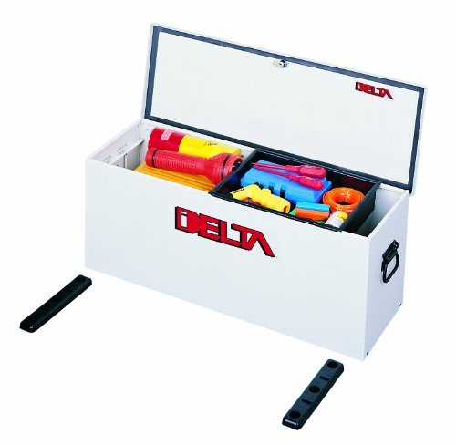0043419909007 - DELTA 810000 WHITE COMPACT STEEL PORTABLE LOCK-DOWN HOPPER UTILITY CHEST WITH MOUNTING BRACKETS