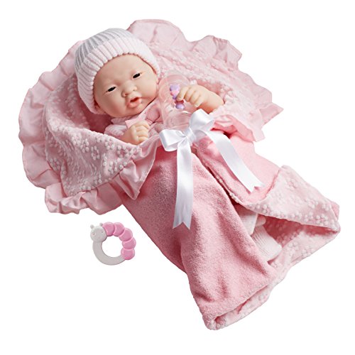0043657187847 - JC TOYS ASIAN LA NEWBORN 15.5 SOFT BODY BOUTIQUE BABY DOLL, PINK DELUXE GIFT SET. MADE IN SPAIN, DESIGNED BY BERENGUER