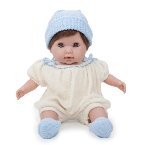 0043657300208 - JC TOYS - BERENGUER BOUTIQUE NONIS 15 SOFT BODY PLAY DOLL IN CREAM KNIT ROMPER WITH BROWN HAIR AND BLUE SLEEPING EYES FOR AGES 2+ (MADE IN SPAIN)