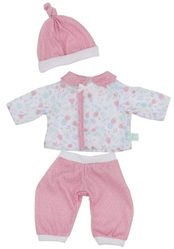 0043657703924 - JC TOYS | BERENGUER BOUTIQUE | LA BABY DOLL OUTFIT | 3 PIECE PINK AND WHITE ONESIE|WASHABLE| AGES 2+ | FITS DOLLS 14-18