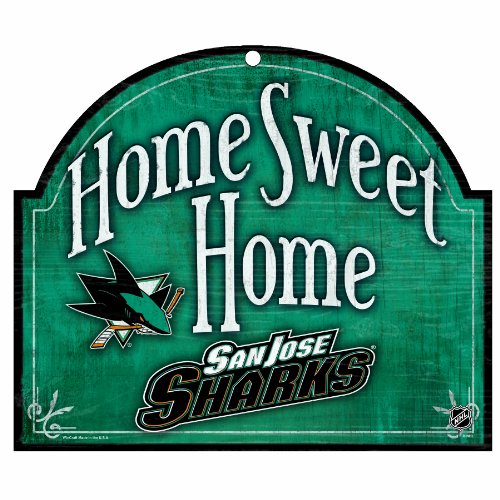 0043662205475 - NHL SAN JOSE SHARKS 10-BY-11 INCH WOOD SIGN HOME SWEET HOME