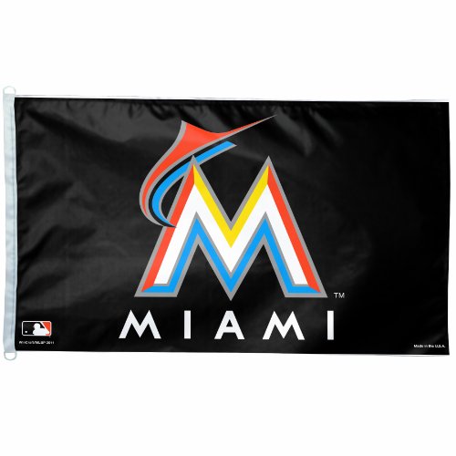0043662285521 - MLB MIAMI MARLINS 3-BY-5 FOOT FLAG