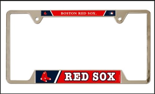 0043662585034 - MLB BOSTON RED SOX HEAVY DUTY CHROME METAL LICENSE PLATE FRAME - NEW DESIGN