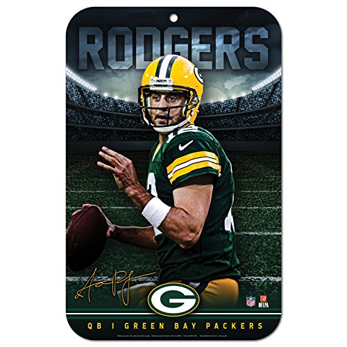 0043662693180 - NFL GREEN BAY PACKERS AARON RODGERS PLASTIC SIGN, 11 X 17-INCH
