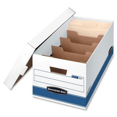 0043859512799 - BANKERS BOX 0083101 - STOR/FILE EXTRA STRENGTH STORAGE BOX, LETTER, LOCKING LID, WHITE/BLUE, 12/CARTON