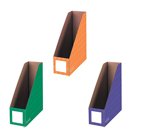 0438596113796 - BANKERS BOX CLASSROOM MAGAZINE FILE ORGANIZERS, 4-INCH, PURPLE GREEN AND ORANGE, 3 PACK