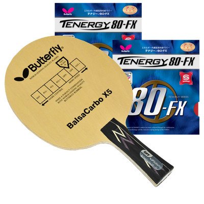 0043907217638 - BUTTERFLY BALSA CARBO X5-FL 80 PROLINE RACKET WITH TENERGY FX 2.1 BLACK RUBBER