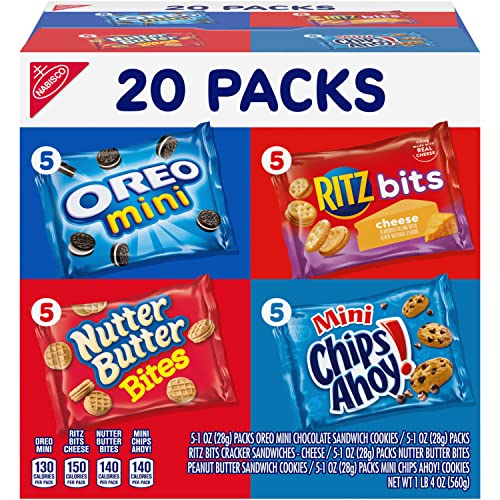 0044000048860 - NABISCO CLASSIC MIX VARIETY PACK, OREO MINI, CHIPS AHOY! MINI, NUTTER BUTTER BITES, RITZ BITS CHEESE, 20 SNACK PACKS