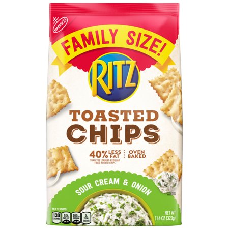 0044000057343 - RITZ TOASTED CHIPS SOUR CREAM AND ONION, FAMILY SIZE, 11.4 OZ