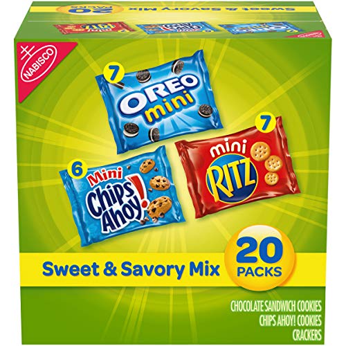 0044000064648 - NABISCO DSD SWEET & SAVORY MIX VARIETY PACK, 20 SNACK PACK (7 OREO MINI COOKIES, 6 MINI CHIPS AHOY! CHOCOLATE CHIP COOKIES, & 7 MINI RITZ CRACKERS), 20COUNT
