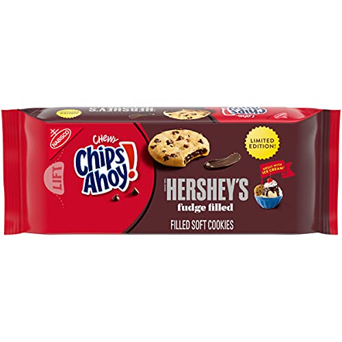 0044000069865 - CHIPS AHOY! CHEWY HERSHEY’S FUDGE FILLED CHOCOLATE CHIP COOKIES, LIMITED EDITION, 9.6 OZ