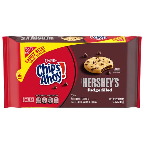 0044000075514 - CHIPS AHOY! CHEWY HERSHEYS FUDGE FILLED SOFT COOKIES, FAMILY SIZE, 14.85 OZ