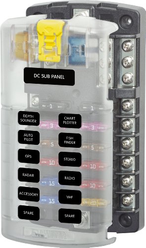 0044111124101 - BLUE SEA SYSTEMS ST BLADE FUSE BLOCK - 12 CIRCUITS WITH NEGATIVE BUS & COVER