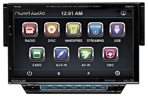 0044111137781 - PLANET AUDIO P9742B SINGLE-DIN 7 INCH MOTORIZED TOUCHSCREEN DVD PLAYER, RECEIVER, BLUETOOTH, DETACHABLE FRONT PANEL, WIRELESS REMOTE