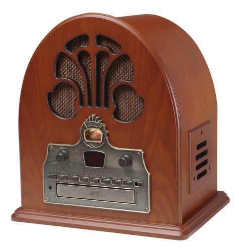 0044111634709 - CROSLEY CR32CD CATHEDRAL RETRO AM/FM RADIO AND CD PLAYER WITH FULL-RANGE STEREO SPEAKERS (PAPRIKA)