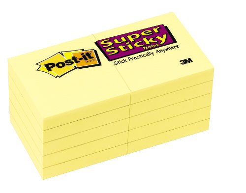 0044113402863 - POST-IT® NOTES, SUPER STICKY PAD, 1-7/8 INCHES X 1-7/8 INCHES, CANARY YELLOW, 10 PADS PER PACK