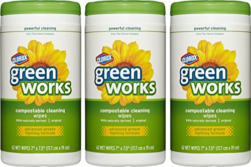 0044600315157 - GREENWORKS COMPOSTABLE CLEANING WIPES, ORIGINAL, 186 COUNT
