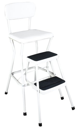 0044681310317 - COSCO HOME AND OFFICE PRODUCTS WHITE RETRO COUNTER CHAIR / STEP STOOL WITH PULL-