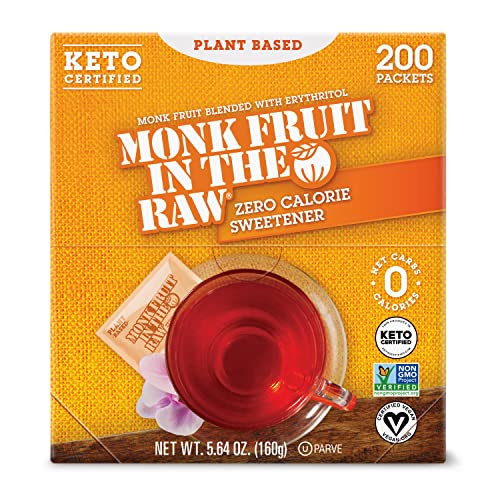 0044800712008 - MONK FRUIT IN THE RAW, KETO-CERTIFIED ZERO CALORIE SWEETENER PACKETS 200 COUNT BOX (1 PACK)