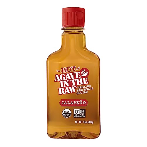 0044800770572 - HOT AGAVE IN THE RAW ORGANIC RAW BLUE AGAVE NECTAR W/JALAPENO | SWEET & SPICY SYRUP FOR DRINKS, PIZZA, COCKTAILS, MOCKTAILS, OR MARINADES | LOW CARB, VEGAN, GLUTEN-FREE, 10 OZ BOTTLE, PACK OF 1