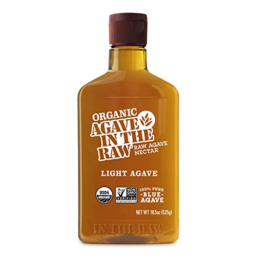 0044800770701 - AGAVE IN THE RAW LIGHT ORGANIC AGAVE NECTAR SWEETENER | BLUE RAW LIGHT AGAVE SYRUP | SUGAR ALTERNATIVE FOR COFFEE, BAKING, COOKING, HOT & COLD DRINKS | NATURAL, LOW CARB, LOW GLYCEMIC, VEGAN, GLUTEN-FREE | 18.5OZ BOTTLE (PACK OF 1)