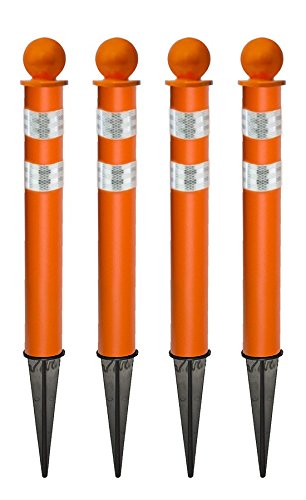 0044865954122 - MR. CHAIN 95412-4-DOT DELUXE GROUND POLE WITH DOT STRIPES, 2-1/2 DIAMETER X 35 HEIGHT, SAFETY ORANGE (PACK OF 4)