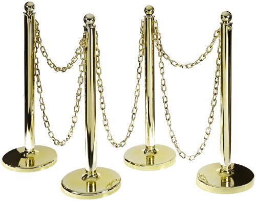 0044865964374 - MR. CHAIN 96437-4 7 PIECE BRASS PLATED 2-1/5 STANCHIONS KIT WITH 2 HEAVY DUTY CHAINS