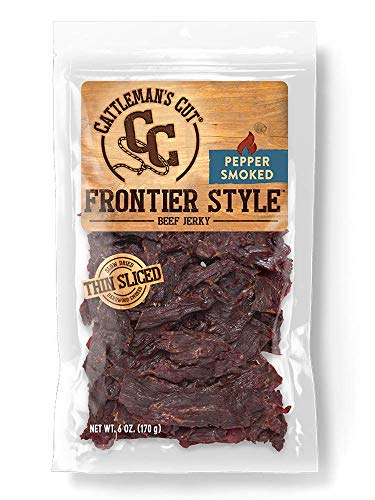 0044900303632 - CATTLEMAN’S CUT PEPPER SMOKED FRONTIER STYLE BEEF JERKY, 6 OUNCE