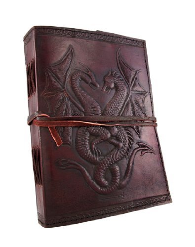 0450294502931 - EMBOSSED LEATHER DUAL DRAGONS 120 LEAF JOURNAL