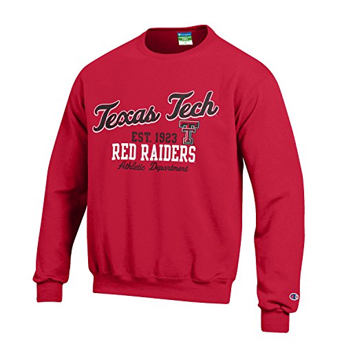 0045171836126 - NCAA TEXAS TECH RED RAIDERS ECO POWERBLEND FLEECE CREW, LARGE, SCARLET
