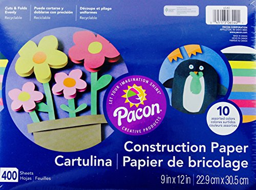 0045173065401 - PACON CREATIVE PRODUCTS HEAVYWEIGHT CONSTRUCTION PAPER 400 SHEETS, ASSORTED COLORS