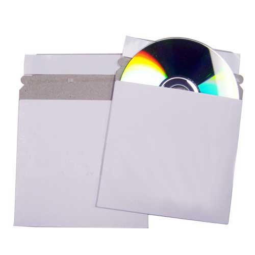 0452053061055 - 100 PCS 6 X 6 INCH WHITE CARDBOARD CD/DVD MAILERS WITH FLAP & SEAL