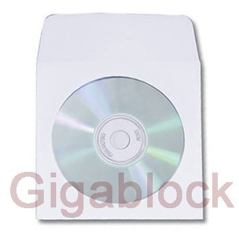 0452053061109 - 1000 PCS WHITE CD DVD PAPER SLEEVES ENVELOPES WITH FLAP AND CLEAR WINDOW