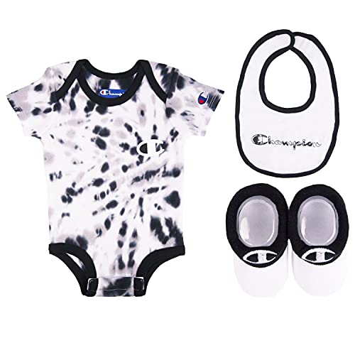 0045299107979 - CHAMPION BABY INFANT 3-PIECE BOX SET INCLUDES BODY SUIT, BIB OR HAT AND BOOTIES, TIEDYE-BLACK 001, 0-6