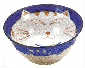 4539429000187 - SMILING BLUE CAT PORCELAIN NOODLE BOWL 5-3/4IN #KY56/78