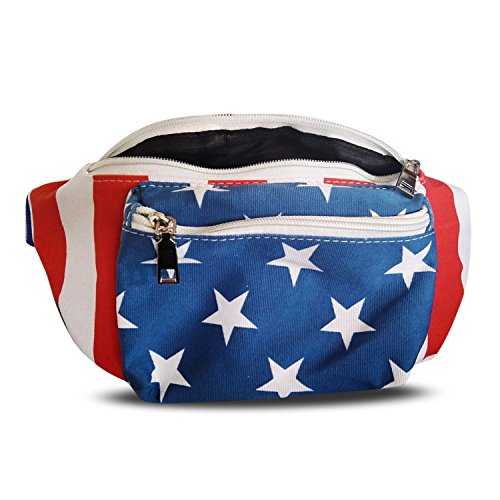 0045399999955 - AMERICAN FLAG FANNY PACK (3 ZIPPERS AND 100% CANVAS)