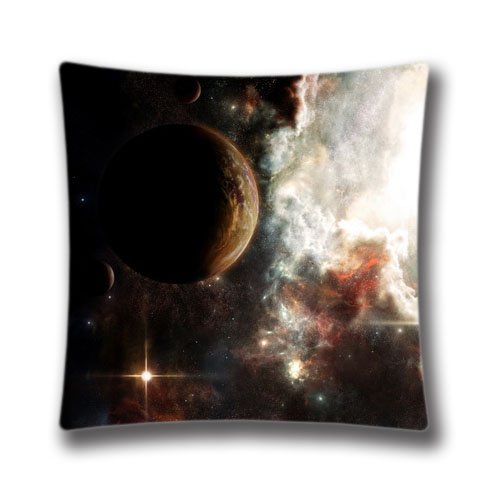 4540849014388 - DECORATIVE THROW PILLOW CASE CUSHION COVER WHITE NEBULA-CR26498 PATTERN SQUARE 18,TWIN SIDES