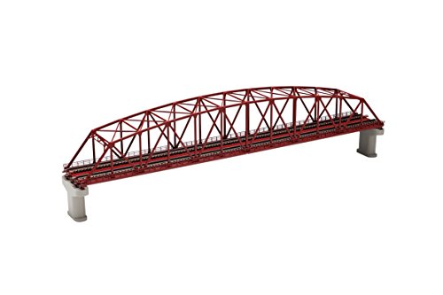 4543736032212 - TOMIX FINE TRACK DOUBLE TRACK CURVED-CHORD TRUSS BRIDGE SET (F) (WITH 2 CONCRETE PIERS/RED) N GAGE (TOMY TECH PLARAIL MODEL TRAIN)