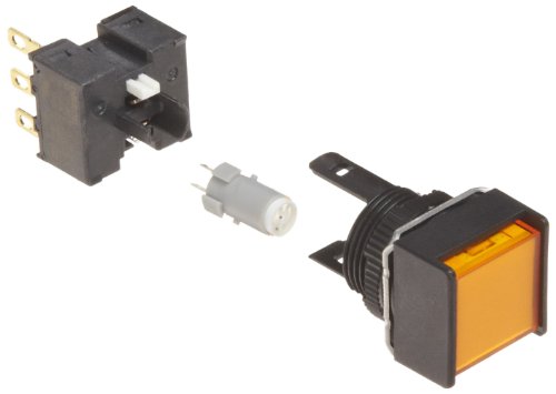 4547648364096 - OMRON A165L-AYM-5D-1 TWO WAY GUARD TYPE PUSHBUTTON AND SWITCH, SOLDER TERMINAL, IP65 OIL-RESISTANT, 16MM MOUNTING APERTURE, LED LIGHTED, MOMENTARY OPERATION, SQUARE, YELLOW, 5 VDC RATED VOLTAGE, SINGLE POLE DOUBLE THROW