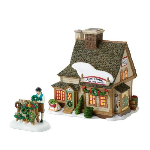 0045544281799 - DEPARTMENT 56 NEW ENGLAND VILLAGE ANNUAL CELEBRATE THE HOLIDAY LIMITED TO 2010 PARTRIDGE WREATH SHOP LIT HOUSE AND FIGURINE SET